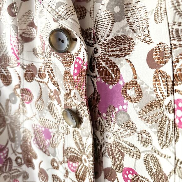 Lafayette 148 New York Tan Gold Metallic Pink Floral Short Blazer Women’s Size 6 - Picture 5 of 14
